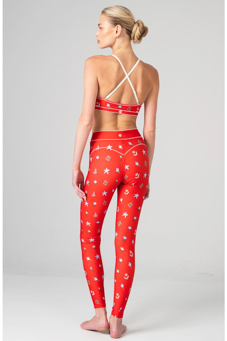 Red Tides High-Waisted Leggings, Alternate, color, Red