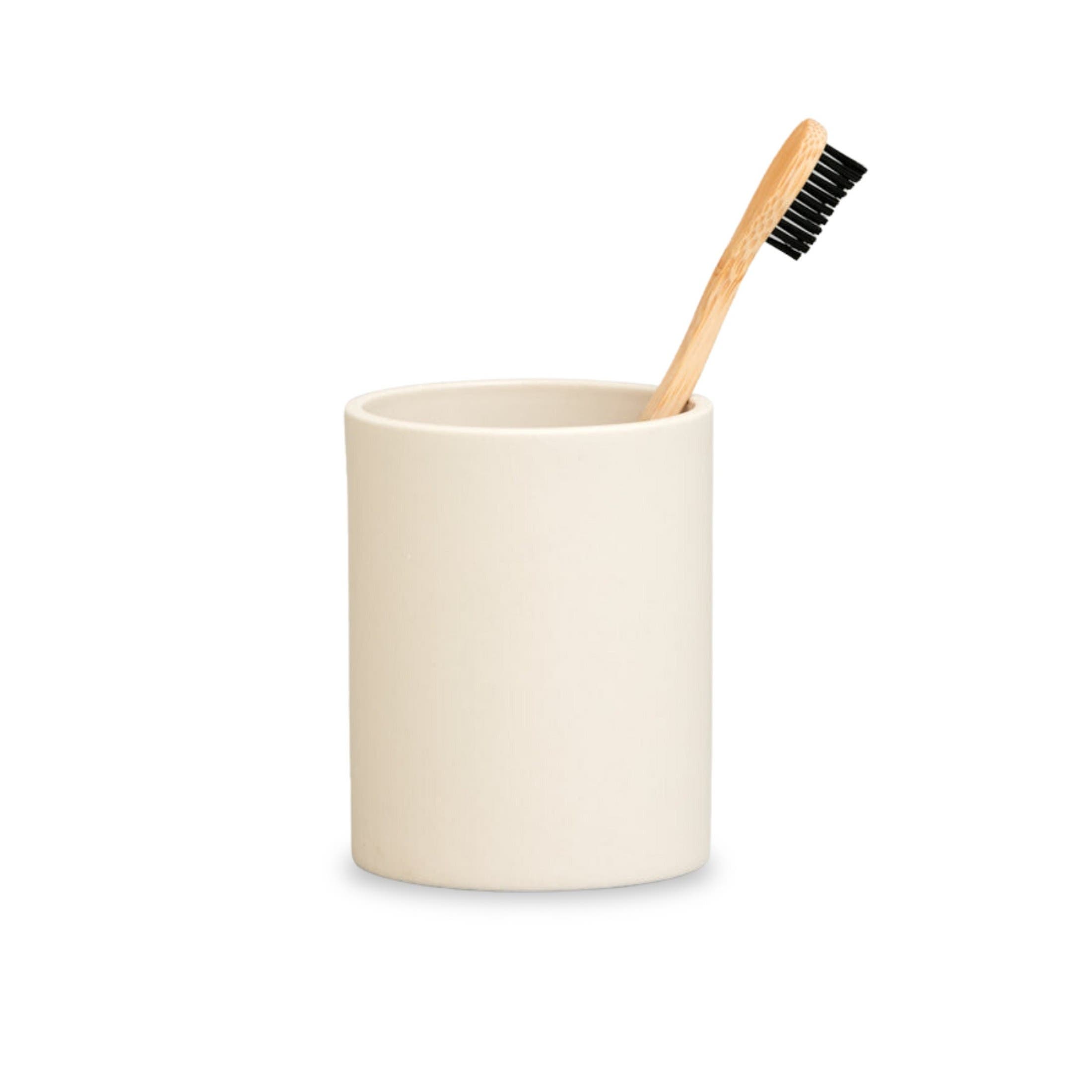 ESKO Sabia Toothbrush Holder Reusable Tumbler Vanity Bathroom Accessories, 8.5cm x 10.5cm in Sand 