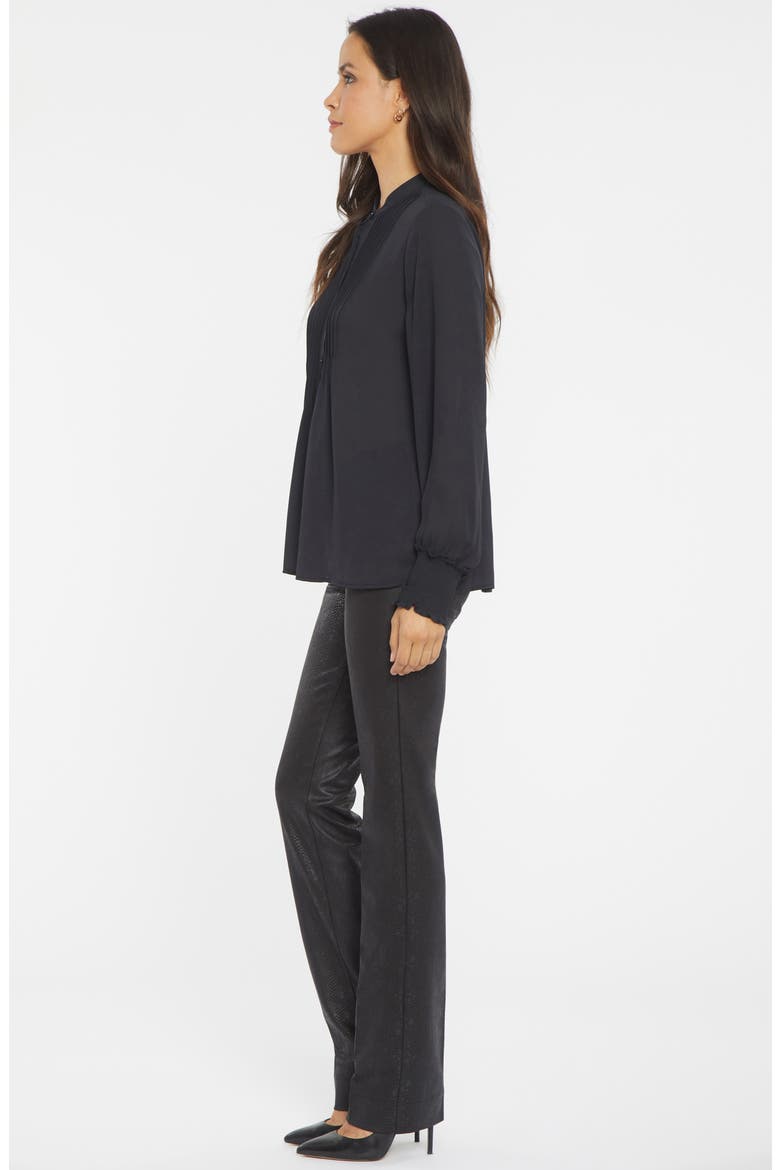 Pleated Peasant Blouse, Alternate, color, BLACK