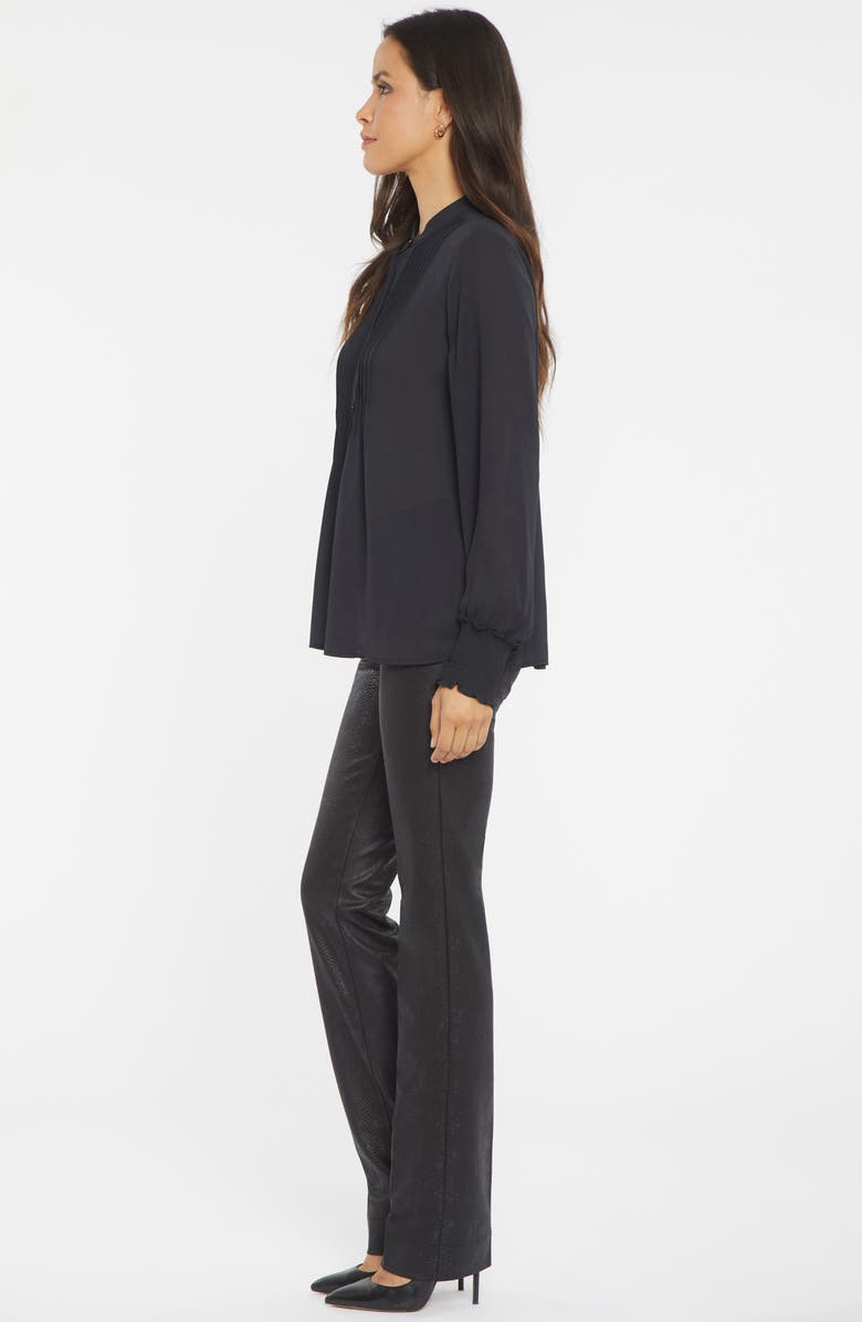 NYDJ Pleated Peasant Blouse, Alternate, color, Black