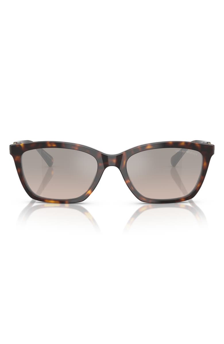 Emporio Armani 56mm Gradient Cat Eye Sunglasses, Main, color, Havana / Brown / Grey Mirror