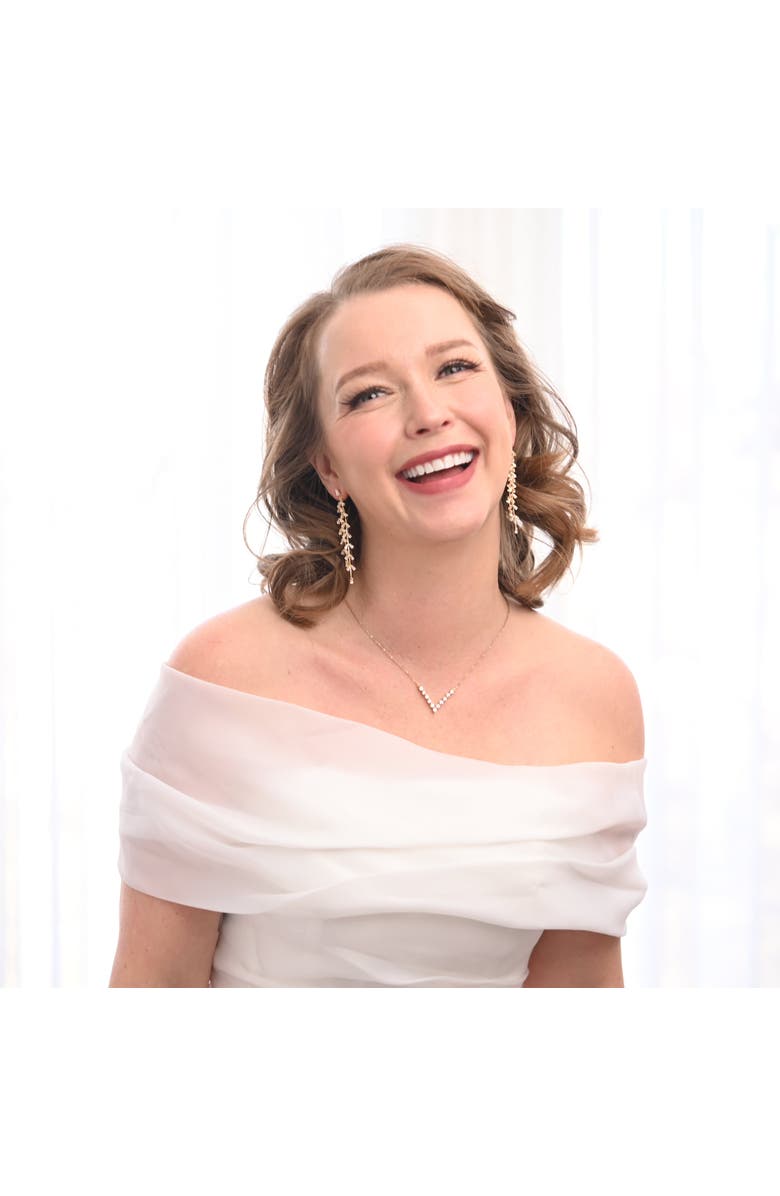 Starfish Project Graceful Willow Zircon and Gold Dangle Earrings, Alternate, color, Gold