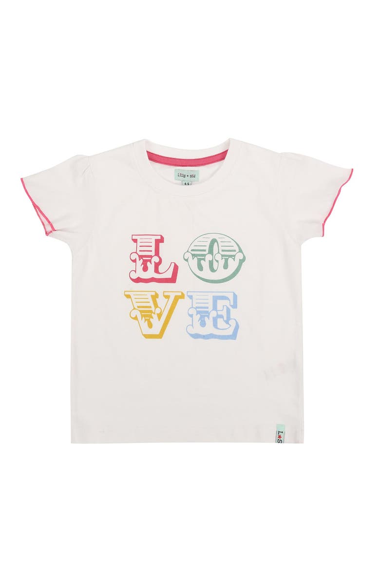 Lilly + Sid Organic Cotton Love Slogan Print T-Shirt, Main, color, White