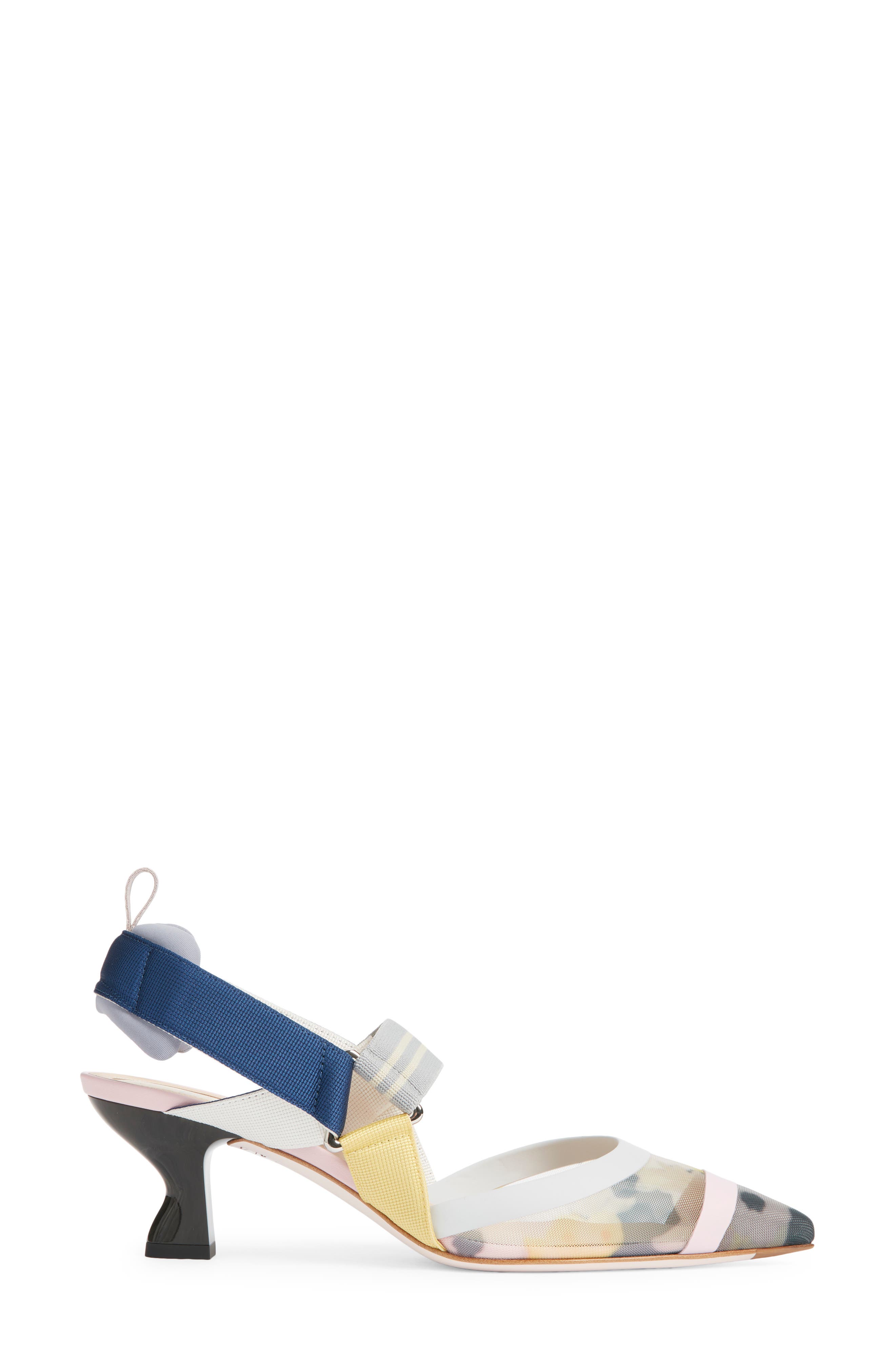Fendi Colibri Floral Mesh Slingback Pump, Alternate, color, Grey Multi