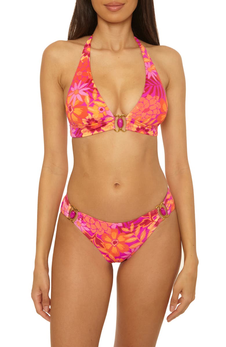 Becca Copacabana Ring Hipster Bikini Bottoms, Alternate, color, Pink Multi