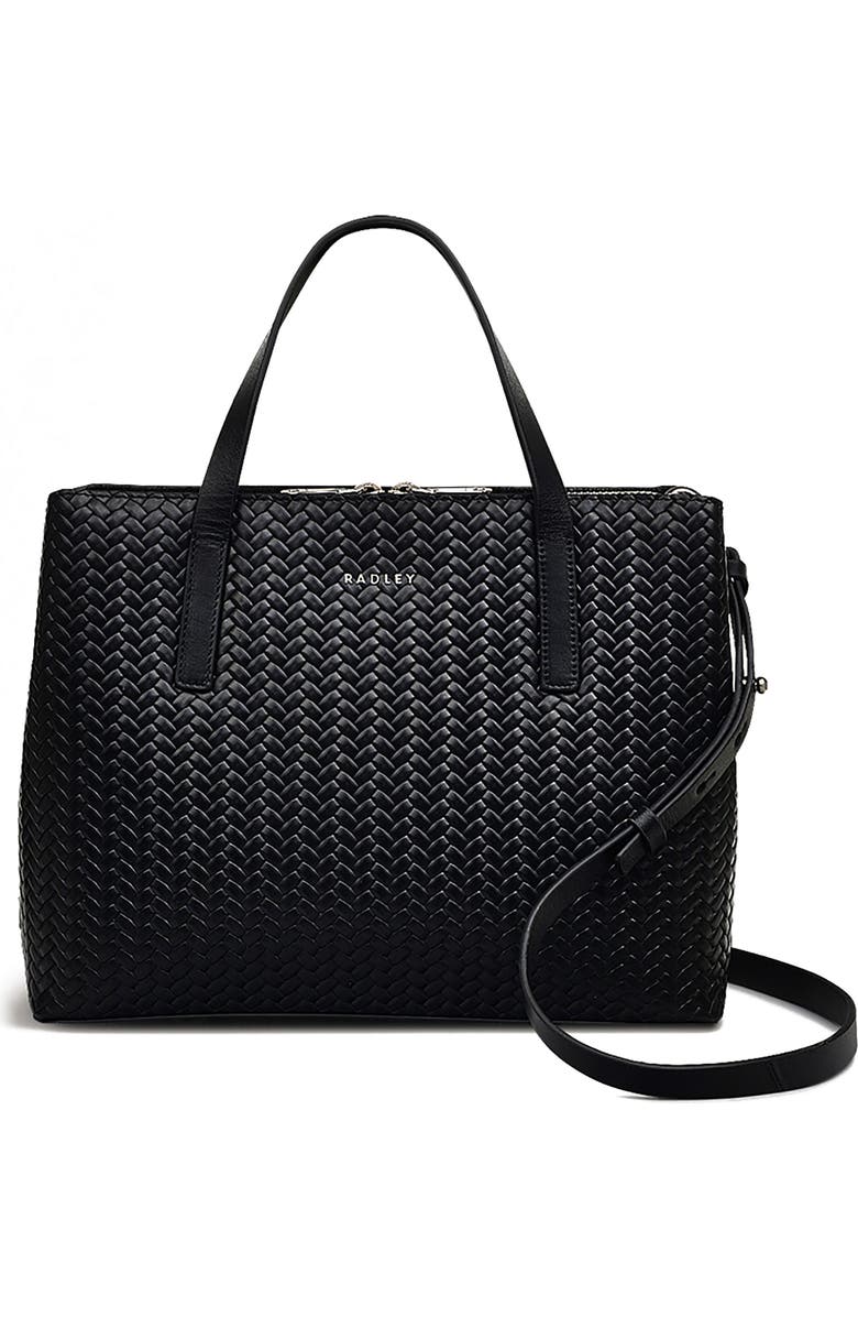Radley Medium Duke's Place Woven Leather Satchel, Main, color, Black