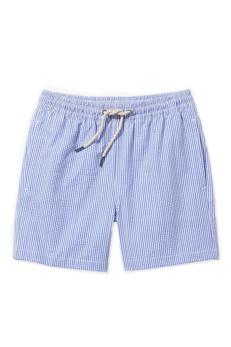 Kids' Bayberry Stripe Water Repellent Seersucker Swim Trunks, Main, color, LIGHT BLUE SEERSUCKER