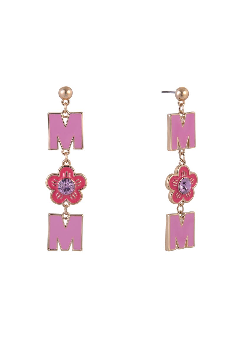 Pink Enamel Mom Earrings, Main, color, Pink