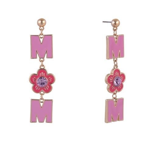 Pink Enamel Mom Earrings
