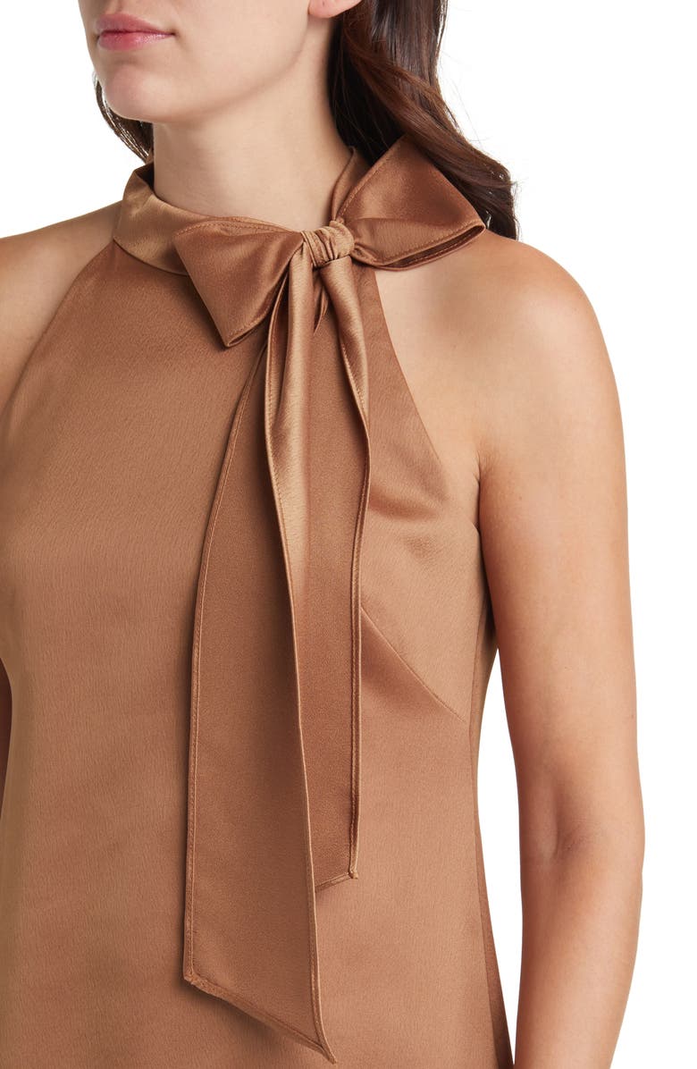 Vince Camuto Bow Neck Satin Shift Dress, Alternate, color,