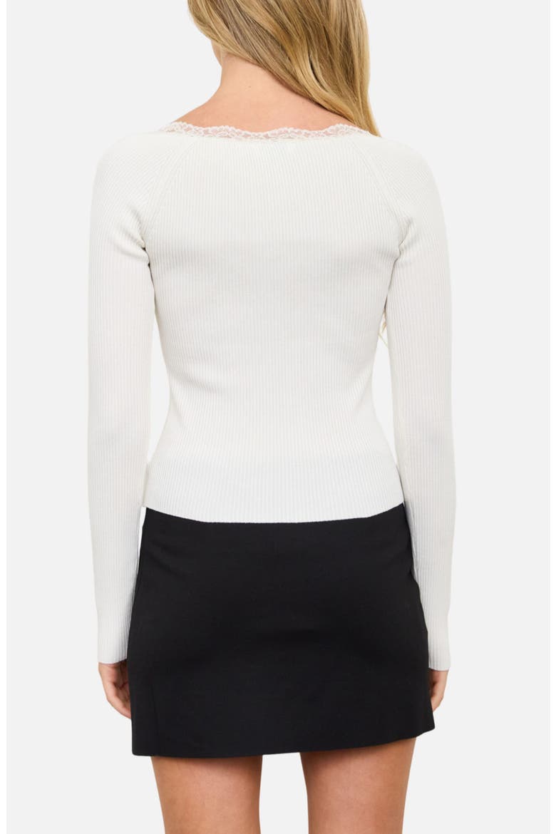 Lace Trim Ruched Henley Top, Alternate, color, CREAM