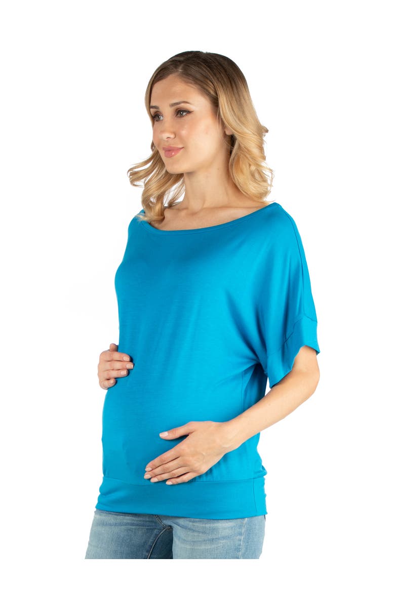 Maternity Loose Fit Dolman Top with Wide Sleeves, Alternate, color, Turq