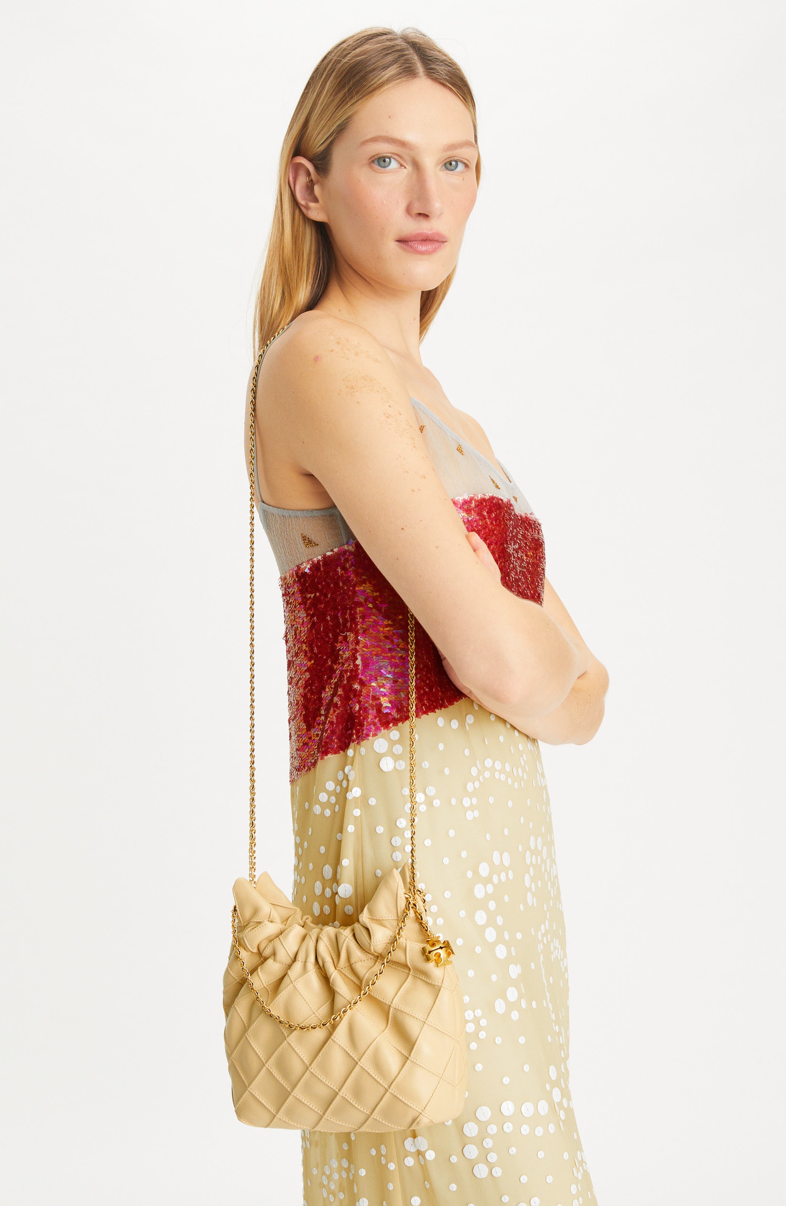 Mini Fleming Quilted Leather Hobo Bag, Alternate, color, VANILLA SOFT SERVE
