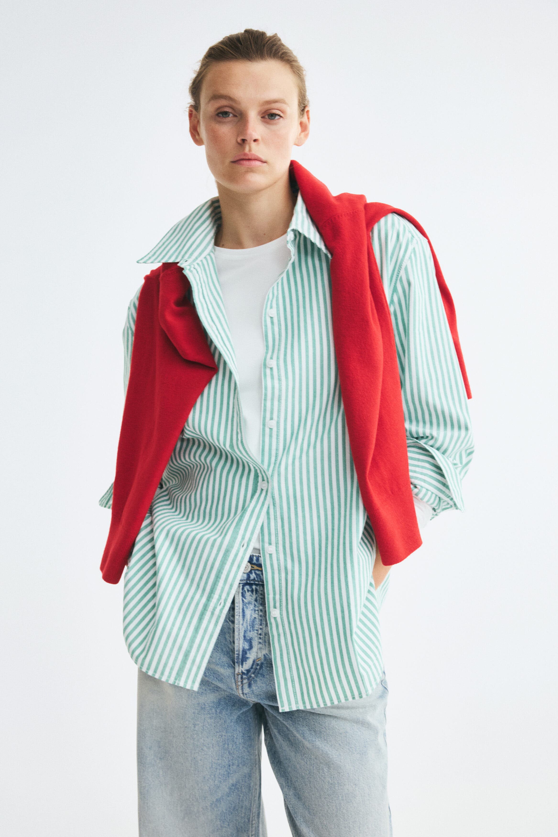 selected Green/white striped