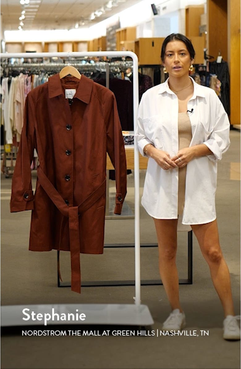 Water Repellent Cotton Blend Gabardine Hooded Trench Coat, sales video thumbnail