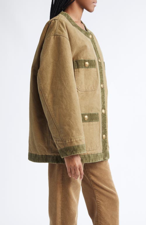 R13 Corduroy Trimmed Chore Jacket In Green