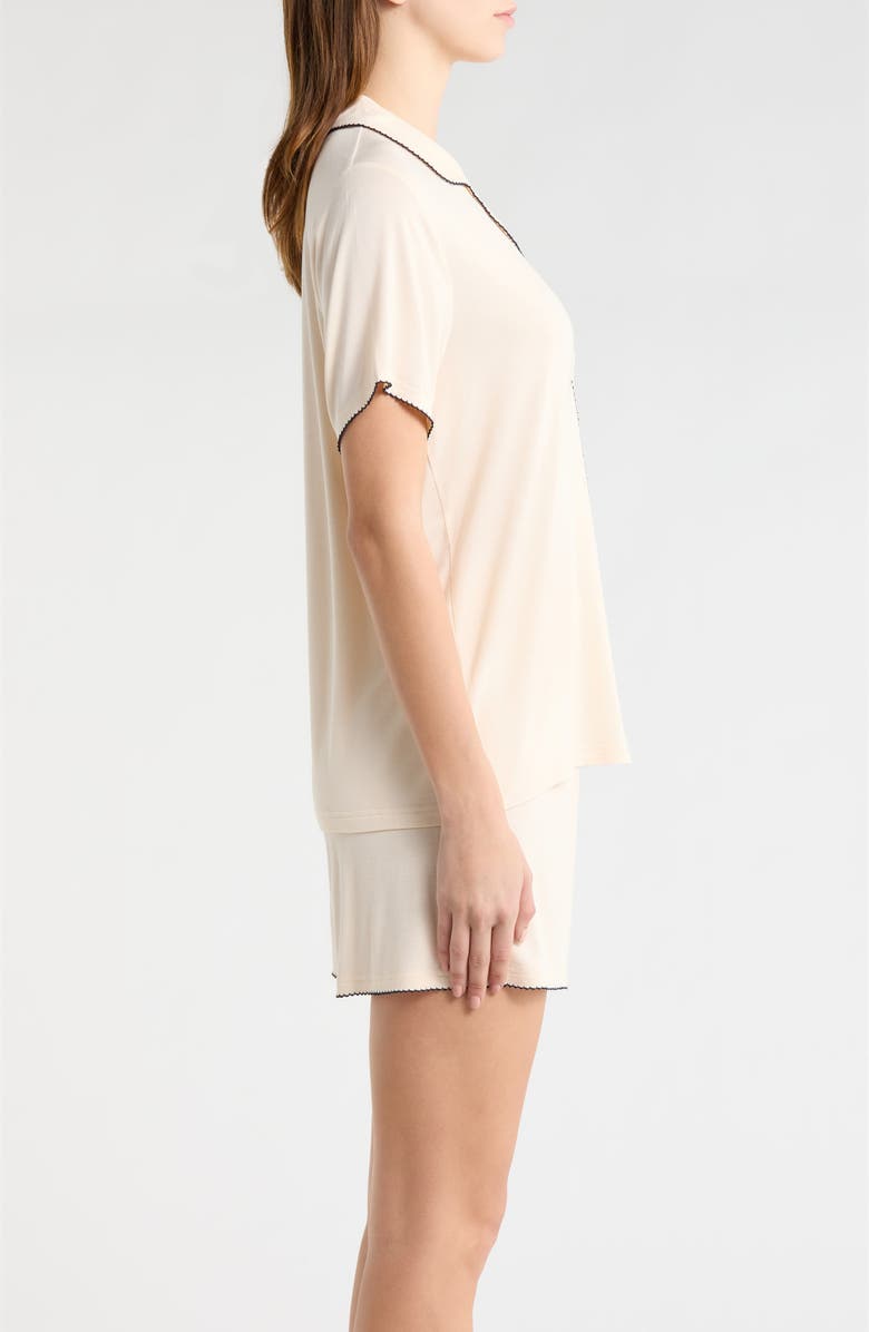 French Connection Scalloped Edge Short Pajamas, Alternate, color, Cream/ Blue Combo