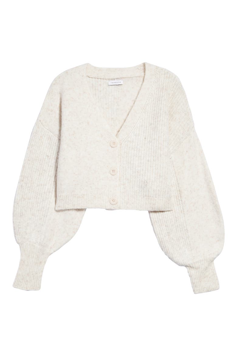 Balloon Sleeve Crop Cardigan, Main, color, BEIGE