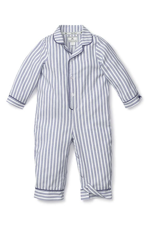 Stripe Cotton Blend Button-Up Romper (Baby)