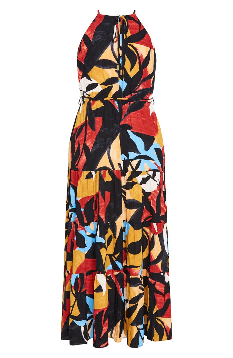 City Chic Island Getaway Tiered Maxi Dress, Alternate, color, Tropical Oasis