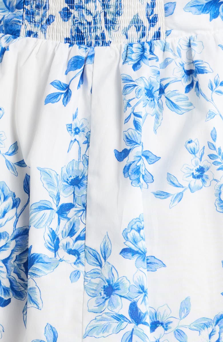 SUGARLIPS Juba Kaly Floral Puff Sleeve Cotton Minidress, Alternate, color, White Blue