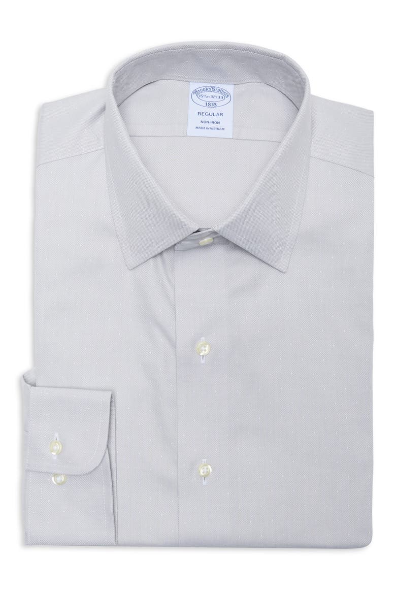 Regular Fit Dobby Dot Non-Iron Dress Shirt, Main, color, GREYDOT