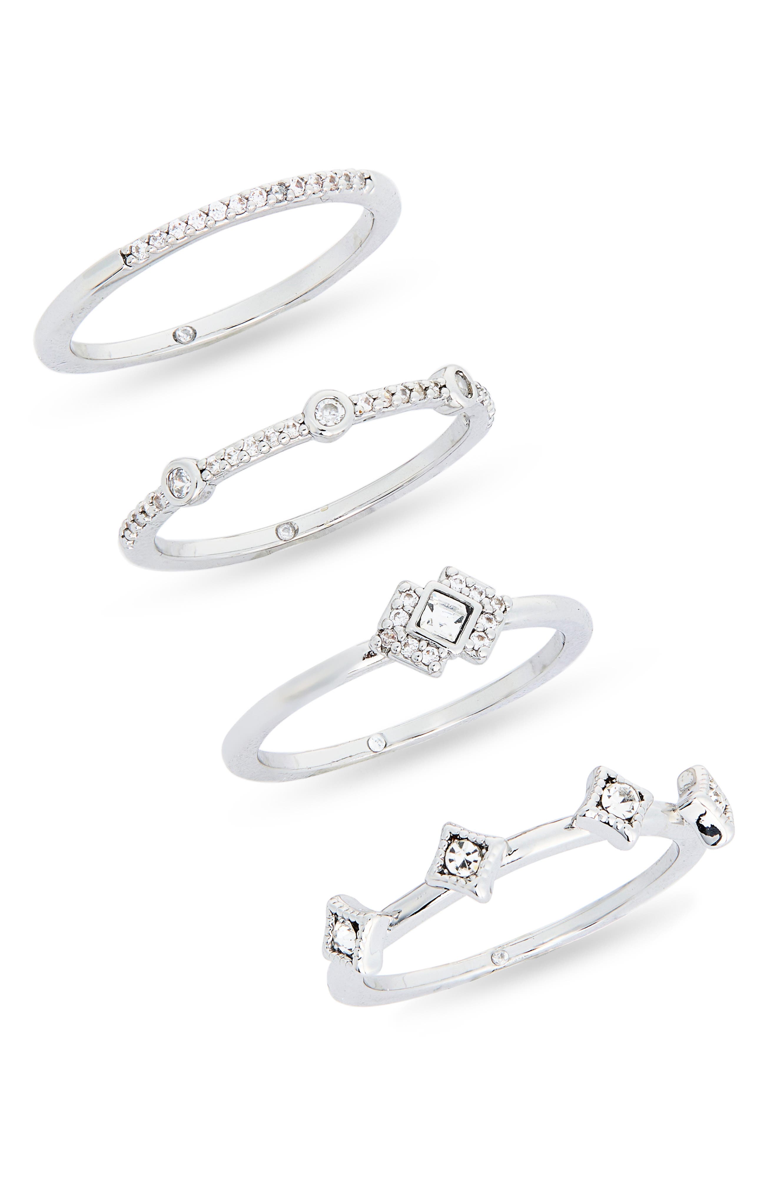 Set of 4 Cubic Zirconia Stackable Rings