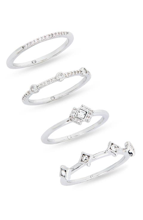 Set of 4 Cubic Zirconia Stackable Rings