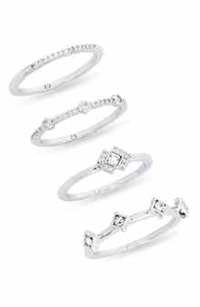 Set of 4 Cubic Zirconia Stackable Rings