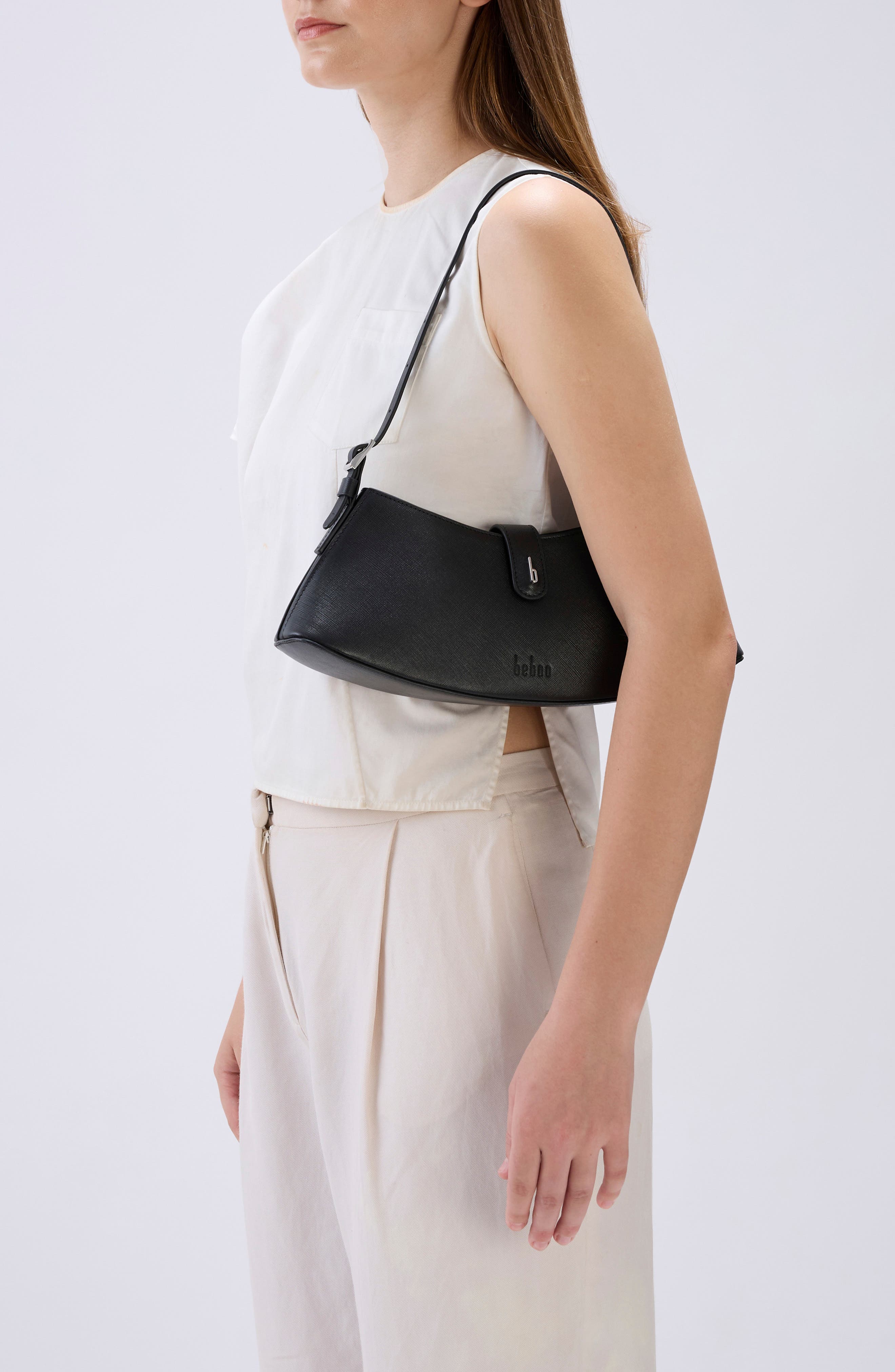 Ruth Mini Saffiano Leather Shoulder Bag, Alternate, color, BLACK