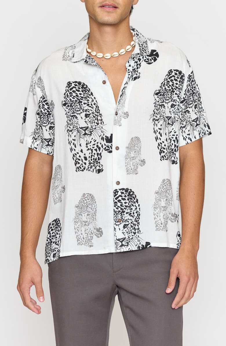 Raga Animal Print Camp Shirt, Main, color, 