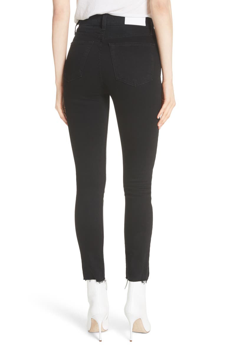 Re/Done High Waist Stretch Ankle Jeans, Alternate, color, Black