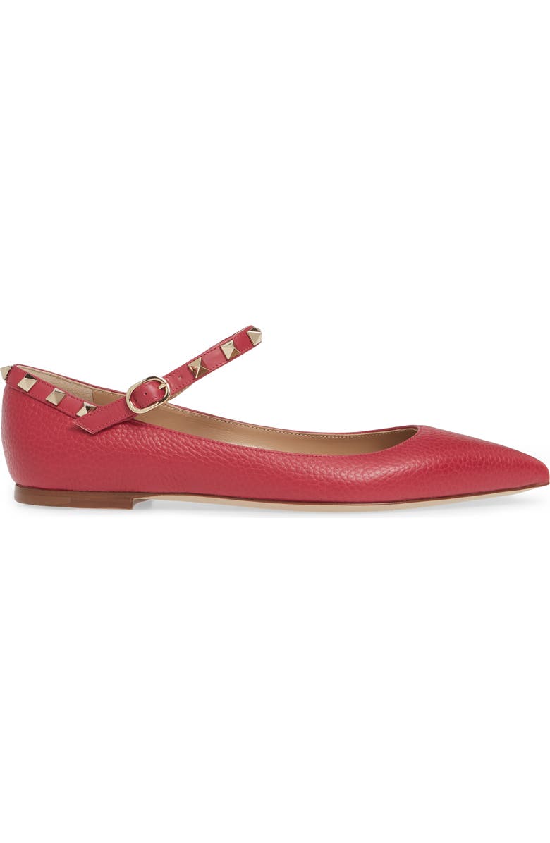 Valentino Garavani Rockstud Mary Jane Pointed Toe Flat, Alternate, color,