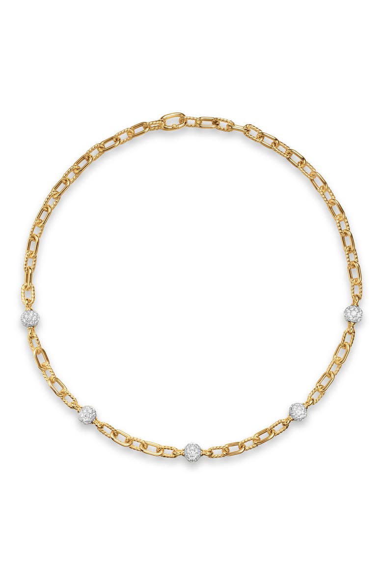 DY Madison® Pavé Bead Chain Necklace in 18K Yellow Gold with Diamonds, Alternate, color, DIAMOND