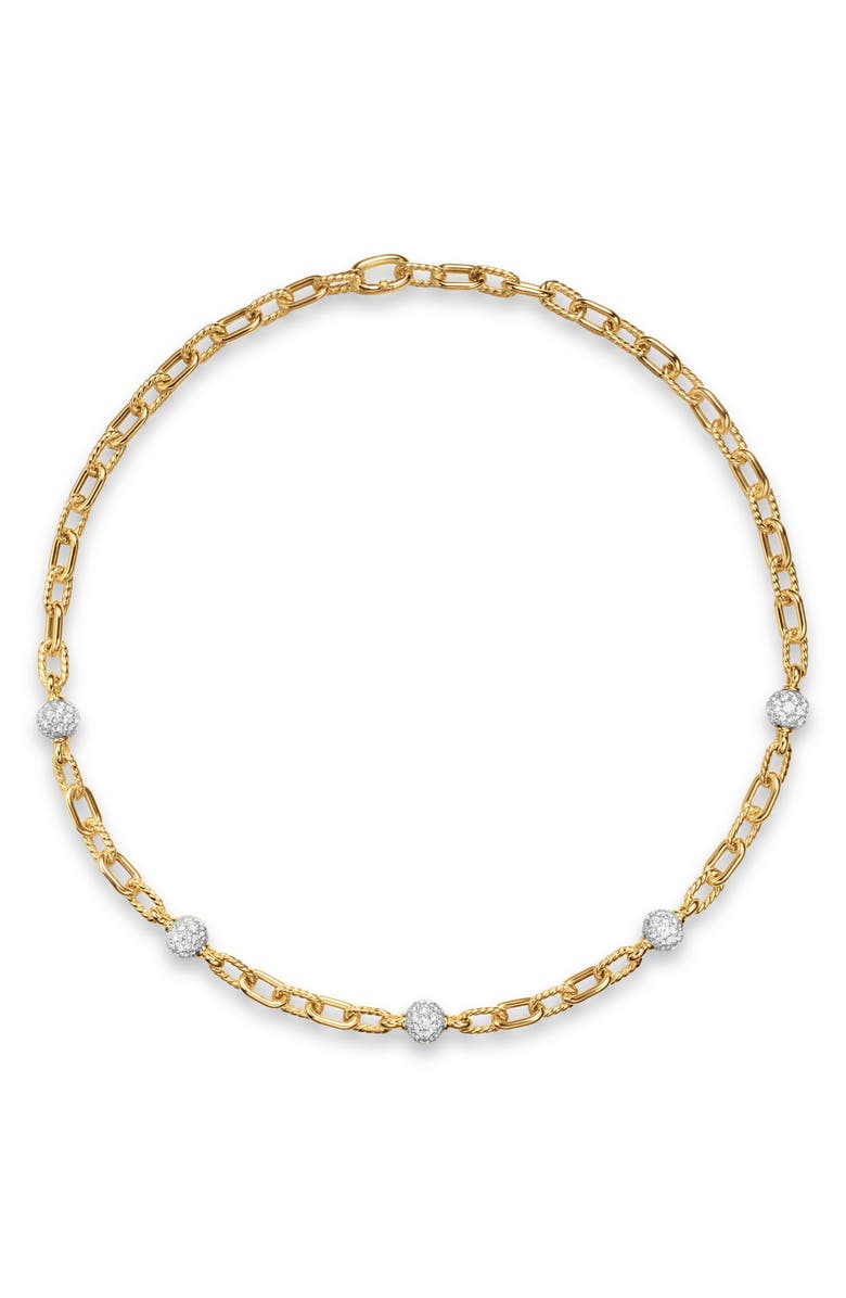 David Yurman DY Madison<sup>®</sup> Pavé<sup>©</sup> Bead Chain Necklace in 18K Yellow Gold with Diamonds, 6mm, Alternate, color, Diamond