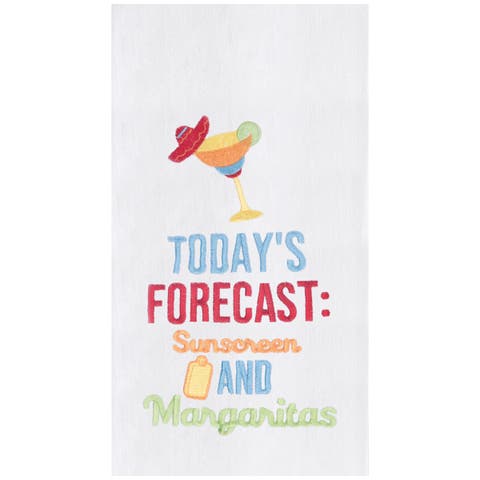 Todays Forecast Embroidered Cotton Flour Sack Kitchen Towel