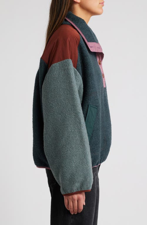 Sessun Sessùn Portomarin Fleece Colorblock Pullover In Malachite