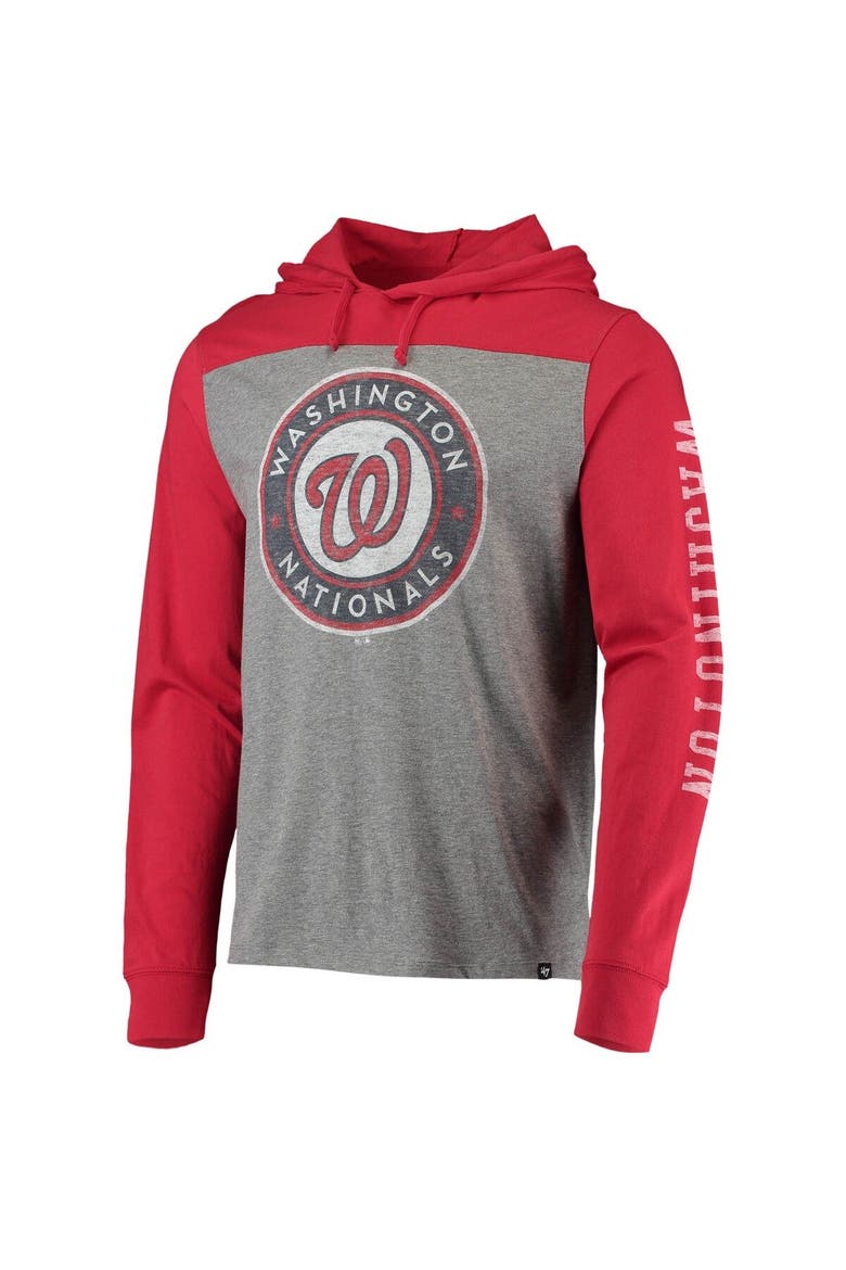 Men's '47 Heathered Gray/Red Washington Nationals Franklin Wooster Pullover Hoodie, Alternate, color, Heather Gray