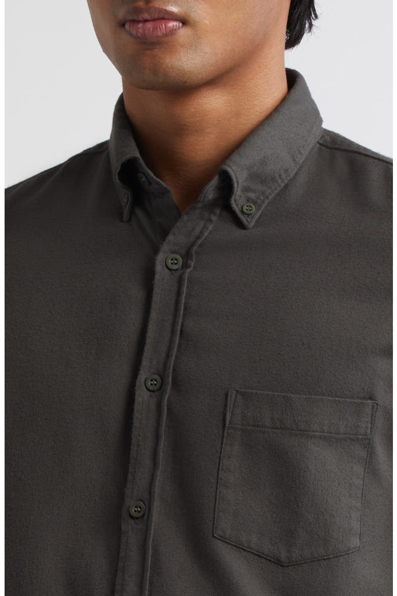 Brushed Cotton Flannel Button-Down Shirt, Alternate, color, DARK GREEN