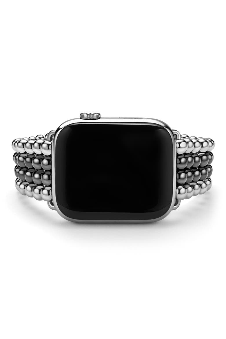 Smart Caviar Infinite Black Ceramic Apple Watch® Watchband, Alternate, color, BLACK/ SILVER