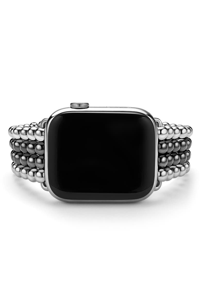 LAGOS Smart Caviar Infinite Black Ceramic Apple Watch<sup>®</sup> Watchband, Alternate, color, Black/ Silver