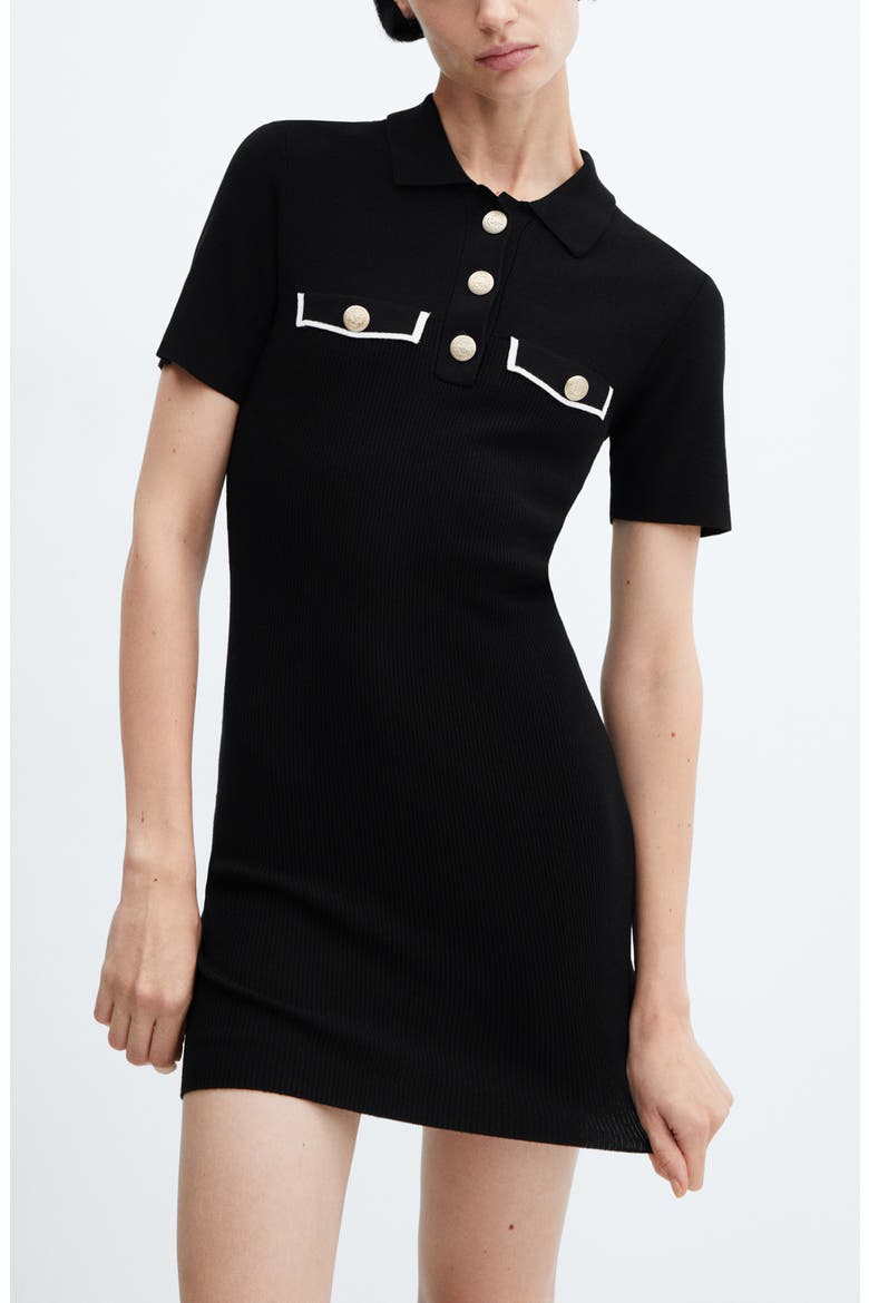 Polo Knit Minidress, Alternate, color, BLACK