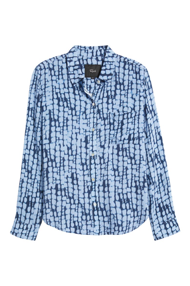 Josephine Ikat Print Button-Up Shirt, Alternate, color, INDIGO SHIBORI
