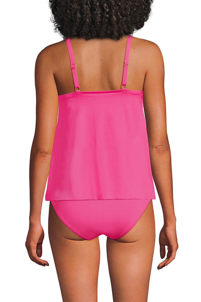 D-Cup Chlorine Resistant V-Neck Tulip Hem Tankini Swimsuit Top with Adjustable Straps, Alternate, color, Pink Azalea