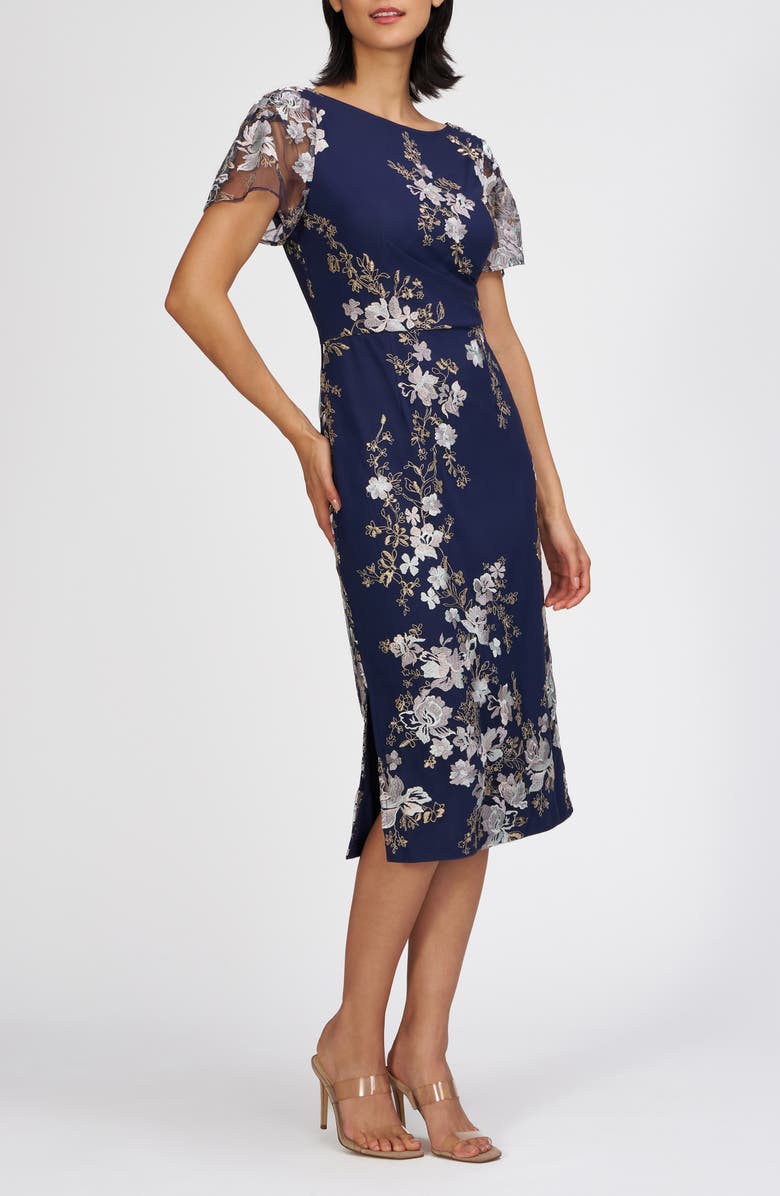 JS Collections Esmerelda Embroidered Cocktail Midi Dress, Alternate, color, 