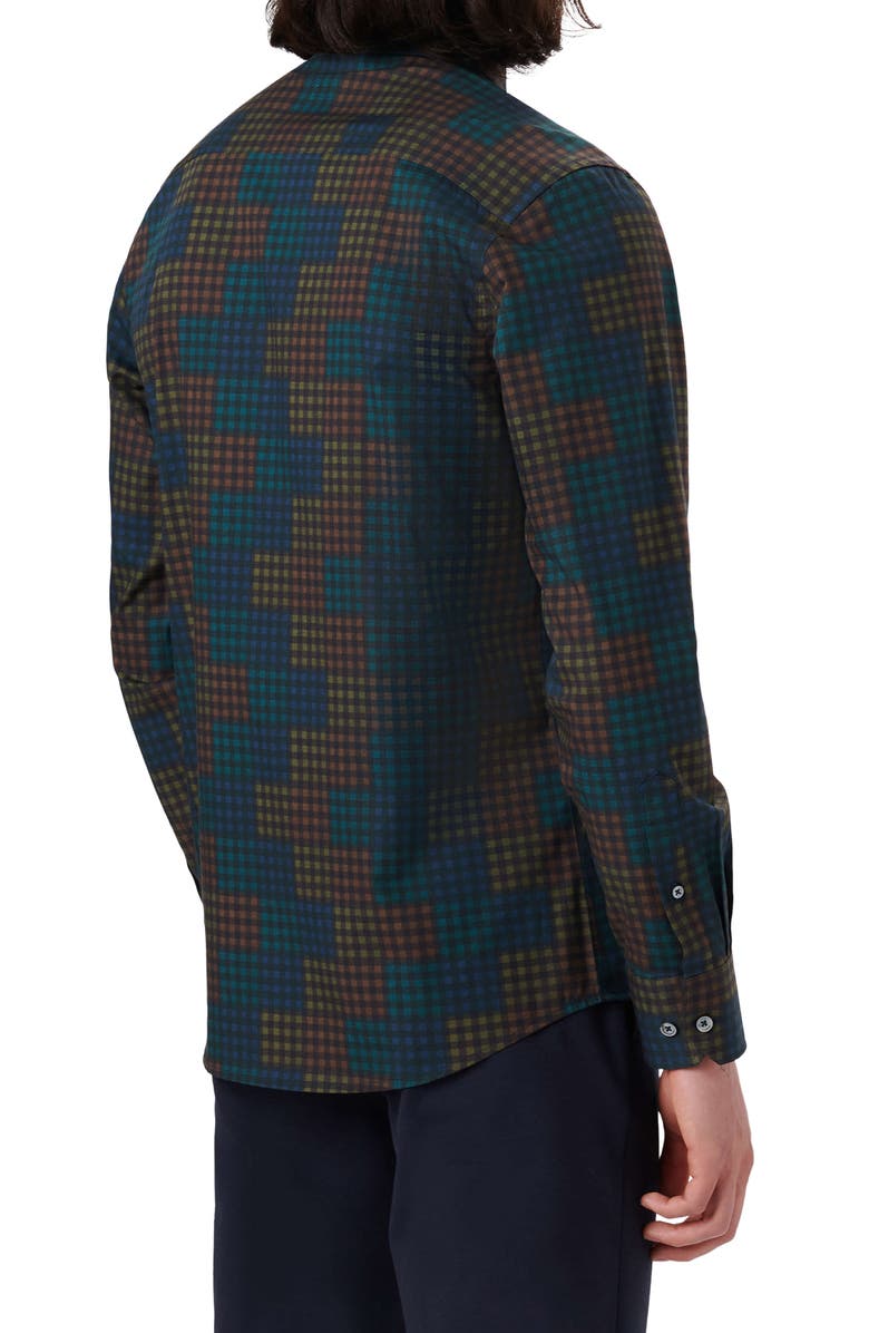 Bugatchi Shaped Fit Check Stretch Button-Up Shirt, Alternate, color, 