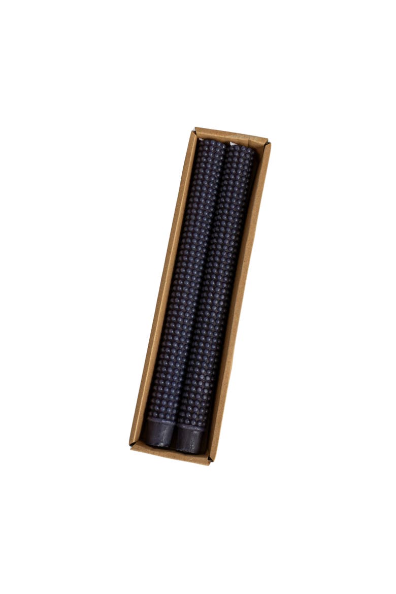 Hobnail Taper Candles in Box, Navy Blue, Set of 2, Main, color, Navy