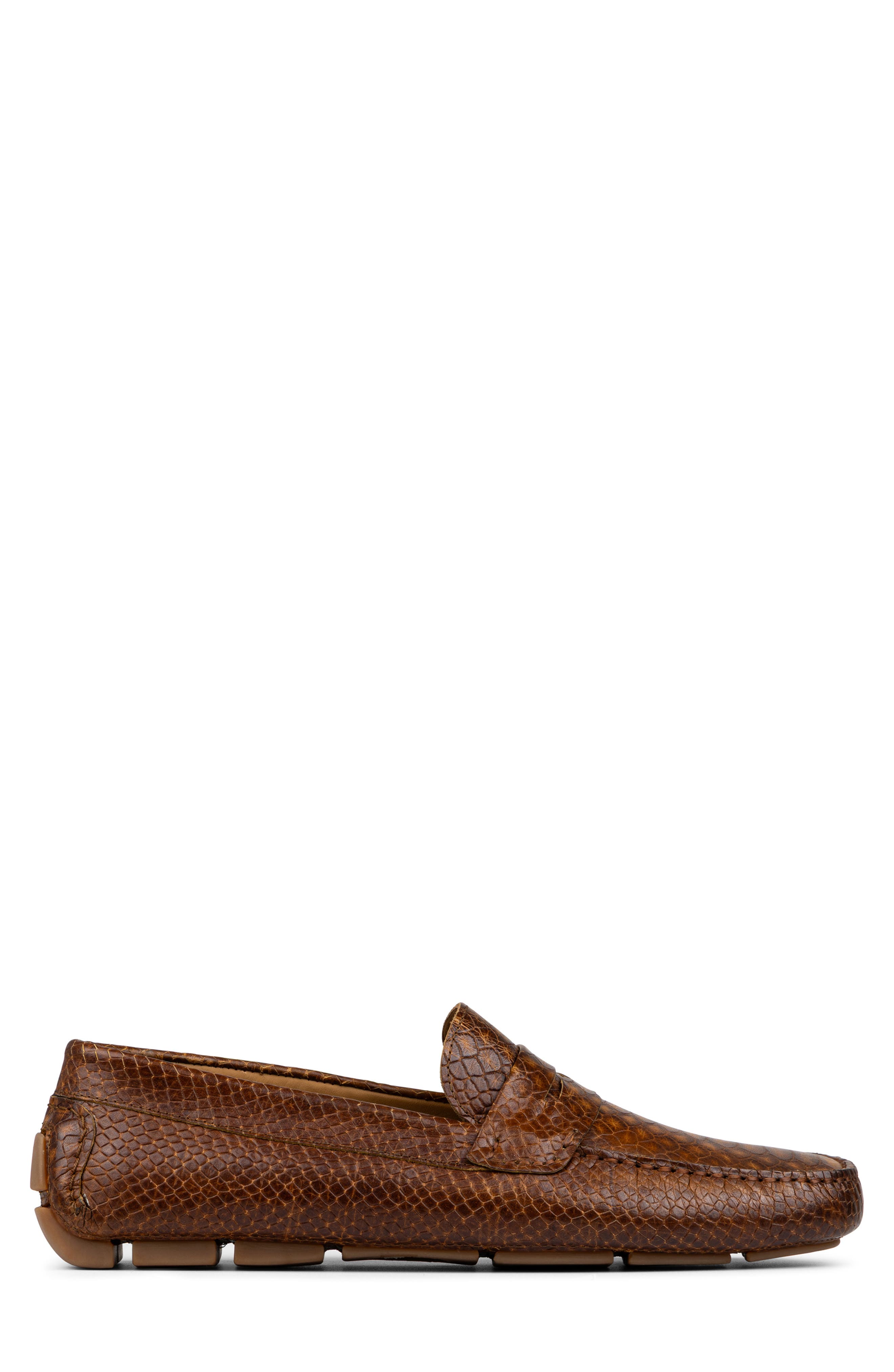 Alanzo Snakeskin Embossed Penny Loafer, Alternate, color, TOBACCO