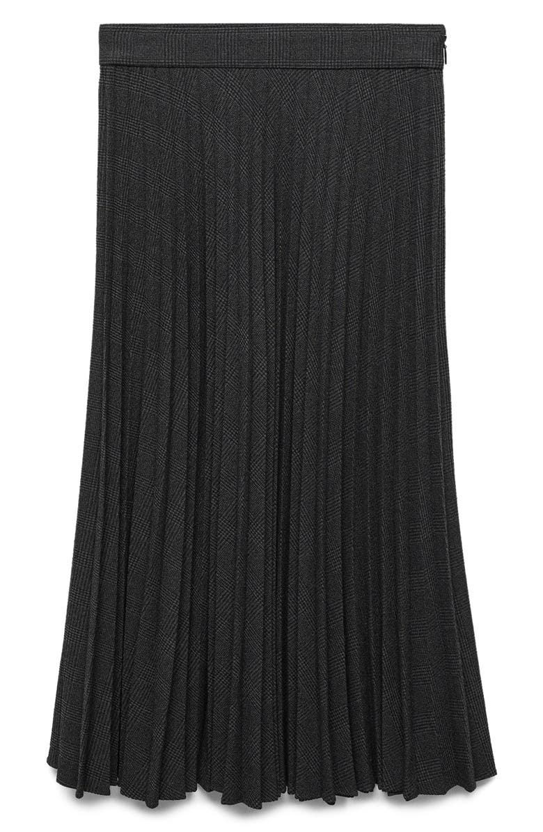 MANGO Check Pleated Midi Skirt, Alternate, color, 