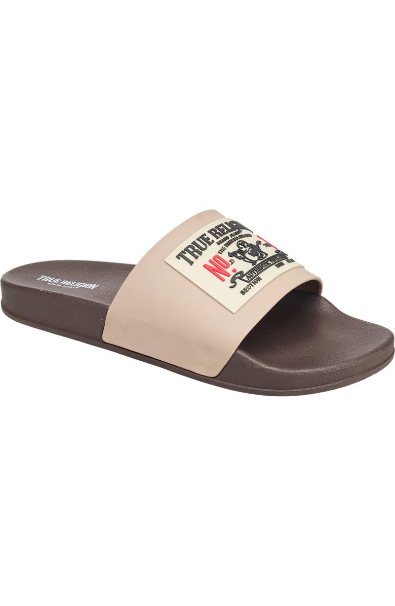 True Religion Kendrick Logo Slide, Main, color, Brown